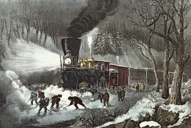 Amerikanische Eisenbahnszene, 1871